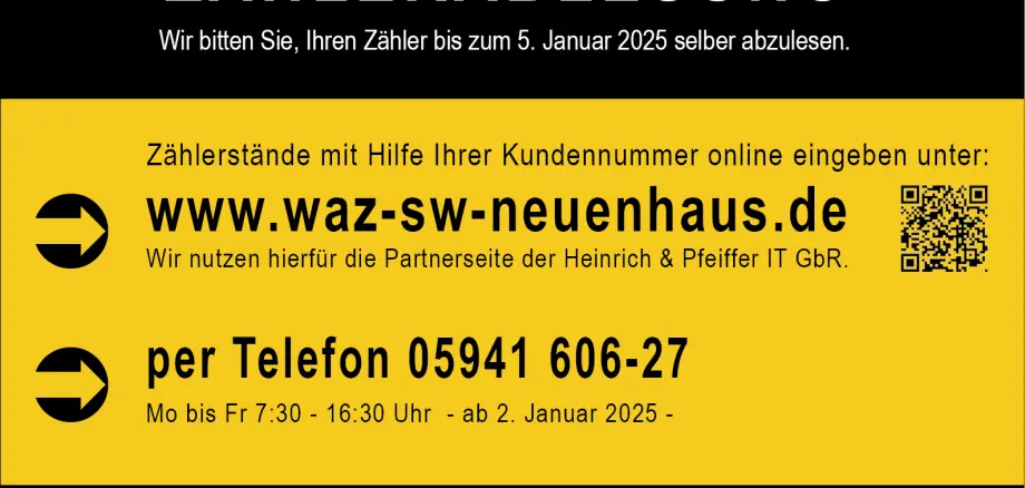 Zählerstand schon abgelesen? Frist bis zum 5. Januar 2025 beachten!