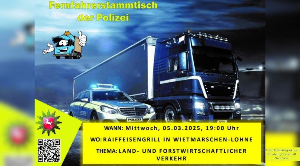 Fernfahrerstammtisch in Wietmarschen-Lohne: Polizei informiert über landwirtschaftlichen Verkehr