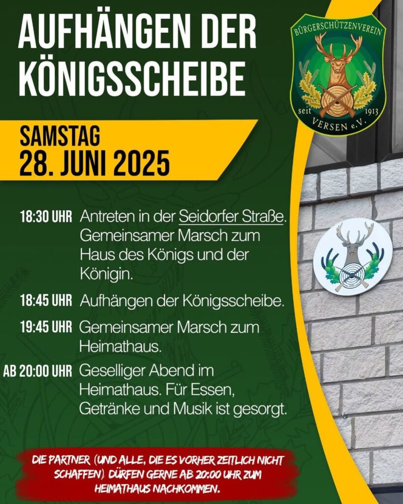 Königsscheibe in Versen – Tradition und Geselligkeit am 28. Juni