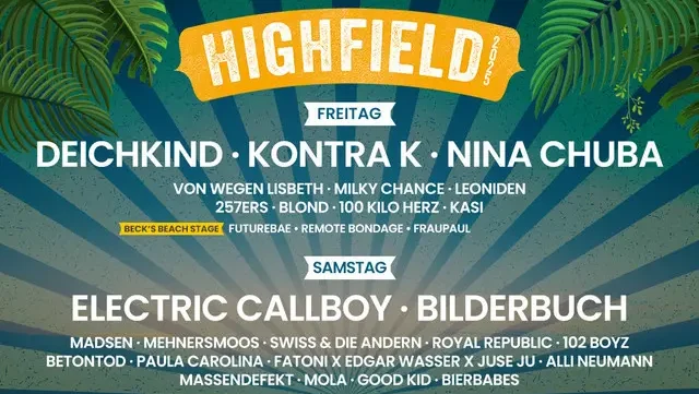 Highfield Festival 2025: Komplette Line-up steht – Musik, Strand und Action am Störmthaler See