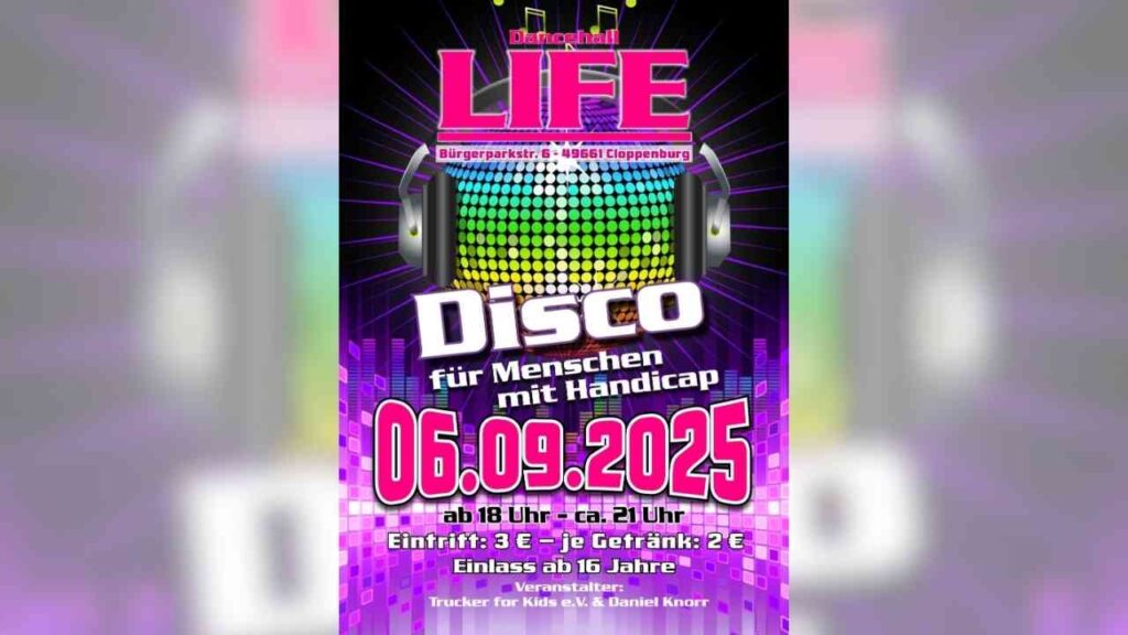 Cloppenburg: Disco für Menschen mit Handicap am 6. September