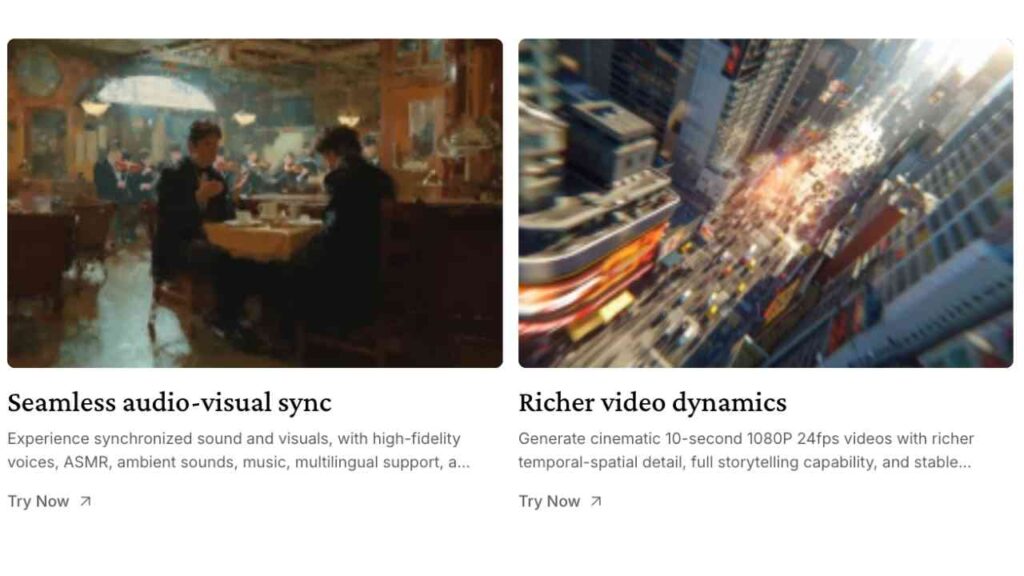 Zwei Bilder: Menschen in einem Café mit stimmungsvoller Beleuchtung; dynamische Stadt mit Hochhäusern bei Tageslicht.