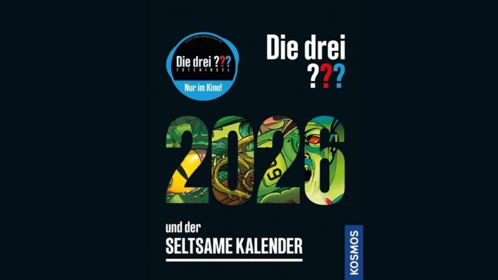 Filmplakat Die Drei ??? - 2026 und der seltsame Kalender, Kinostart angekündigt.