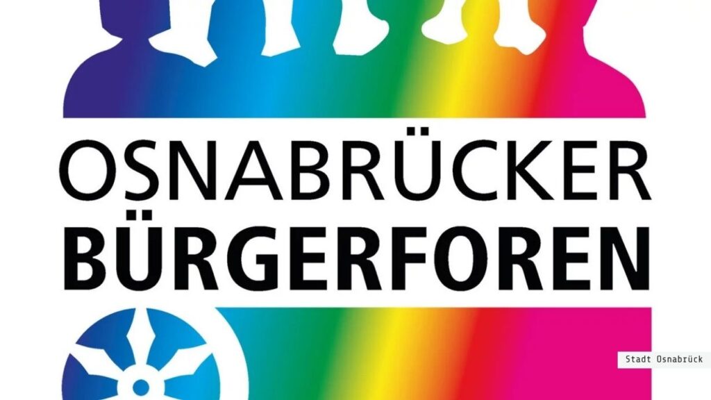 Logo der Osnabrücker Bürgerforen mit buntem Hintergrund und stilisierten Figuren.
