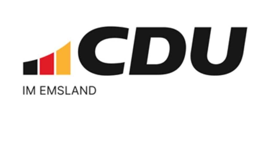 Logo der CDU im Emsland mit stilisierten Farben Schwarz, Rot und Gold.
