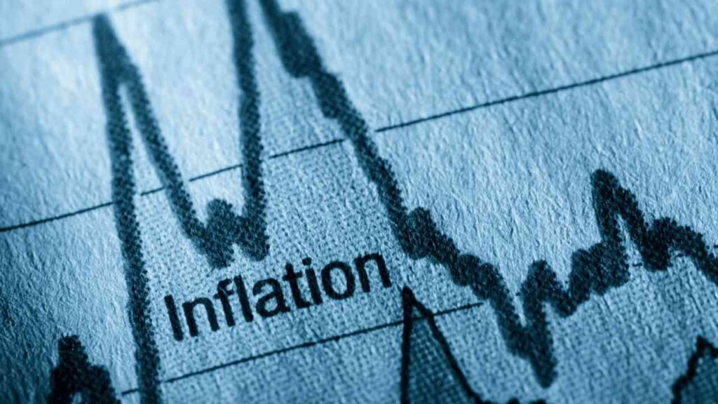 Nahaufnahme eines Diagramms mit dem Wort „Inflation“ und Kurvenverlauf
