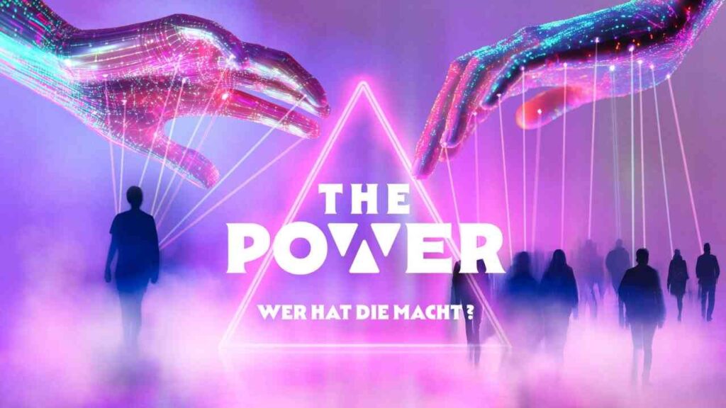 Grafik mit dem Text 'THE POWER' und stilisierten Händen, die eine pyramidenförmige Struktur umgeben.