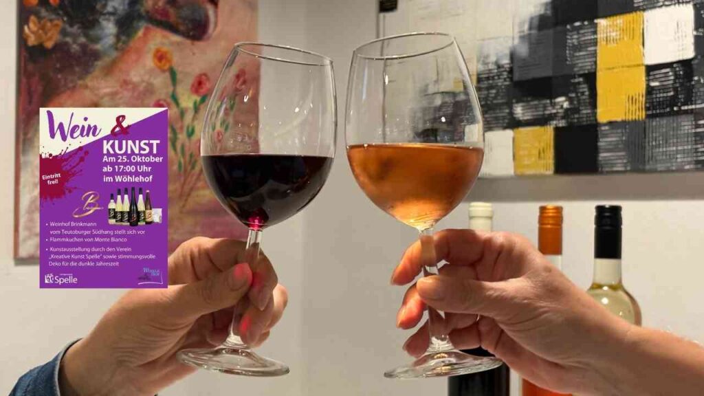 Weingläser und Kunstwerke im Wöhlehof Spelle