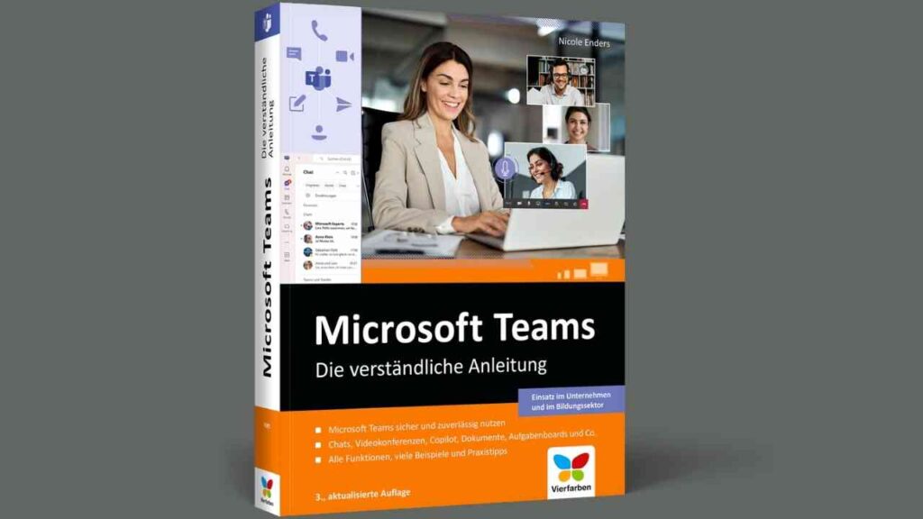 Buchcover von 'Microsoft Teams: Die verständliche Anleitung' mit Nicole Enders und grafischen Elementen.