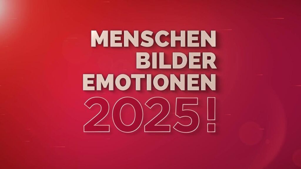 Rote Grafik mit dem Text 'Menschen Bilder Emotionen 2025!' in großen, weißen Buchstaben.