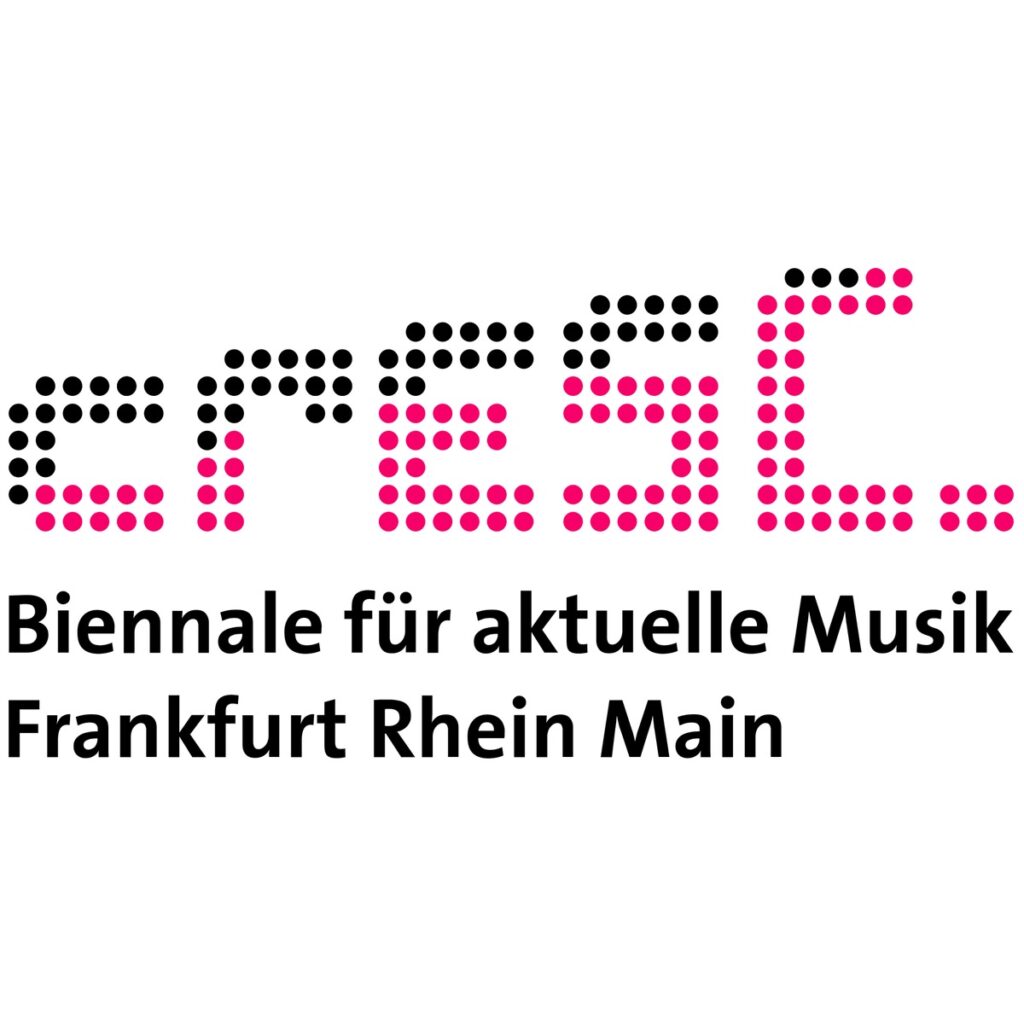 Logo der Cresc Biennale für aktuelle Musik in Frankfurt Rhein Main mit Punkten in verschiedenen Farben.