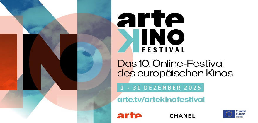Logo des arteKino Festivals mit dem Slogan 'Das 10. Online-Festival des europäischen Kinos'.