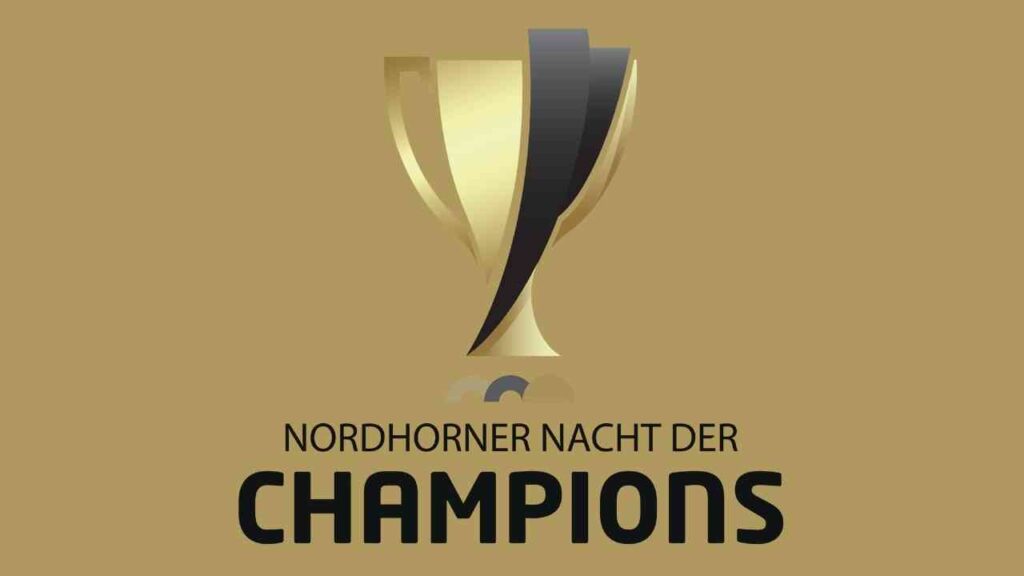 Goldene Trophäe mit schwarzem und goldenen Design für die Nordhorner Nacht der Champions.