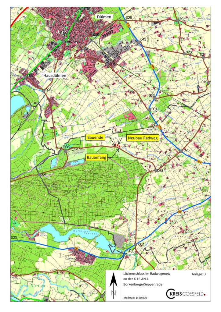 623 Übersichtskarte Radweg K16 AN4 (C) Kreis Coesfeld