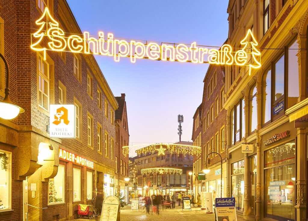 Schüppenstraße Weihnachtsbeleuchtung (c) Münsterland e.V. Philipp Foelting