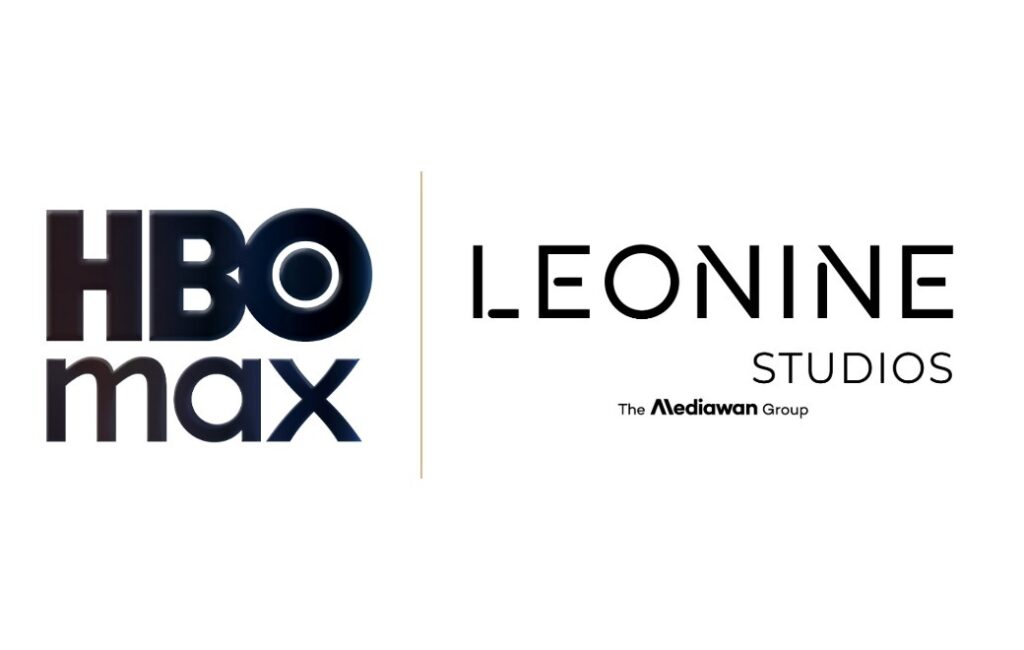 HBO Max und Leonine Studios Logos nebeneinander auf weißem Hintergrund.