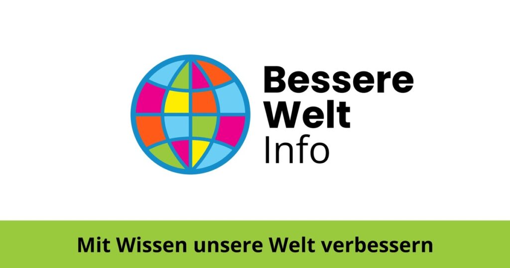 Logo von Bessere Welt Info mit einem bunten Globus und dem Slogan zur Verbesserung der Welt durch Wissen.
