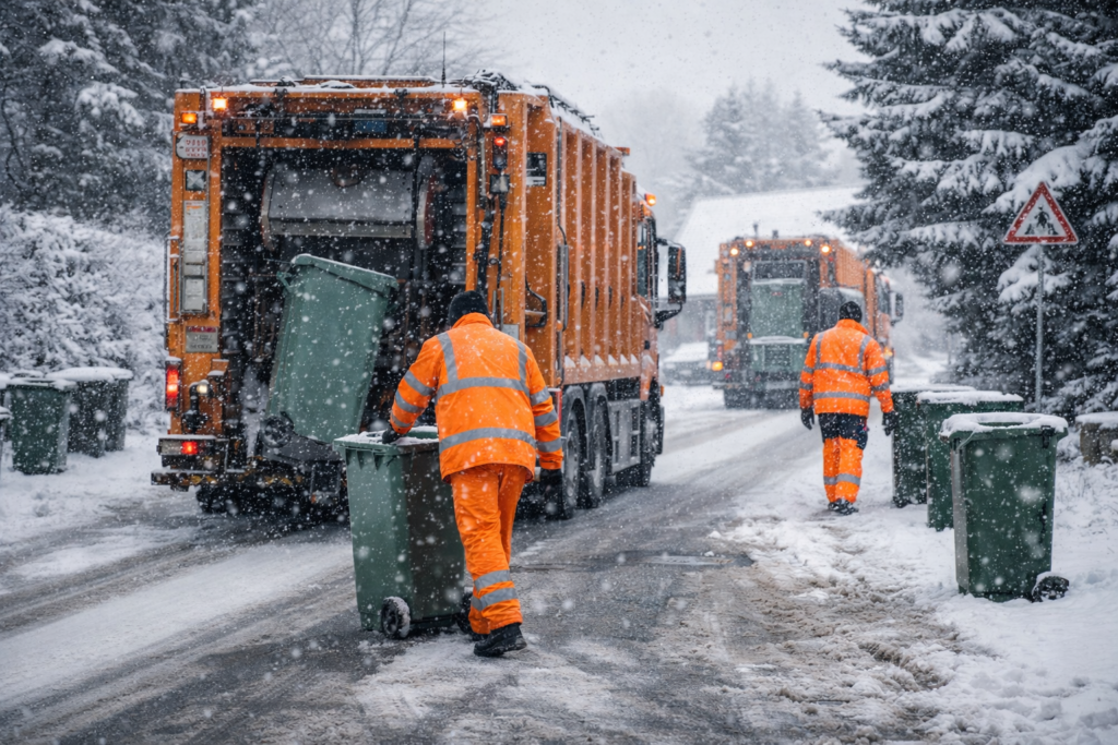 Müllabfuhr im Emsland durch Schnee und Eis eingeschränkt