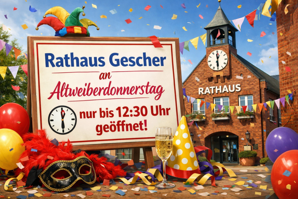 Rathaus Gescher an Altweiberdonnerstag geöffnet