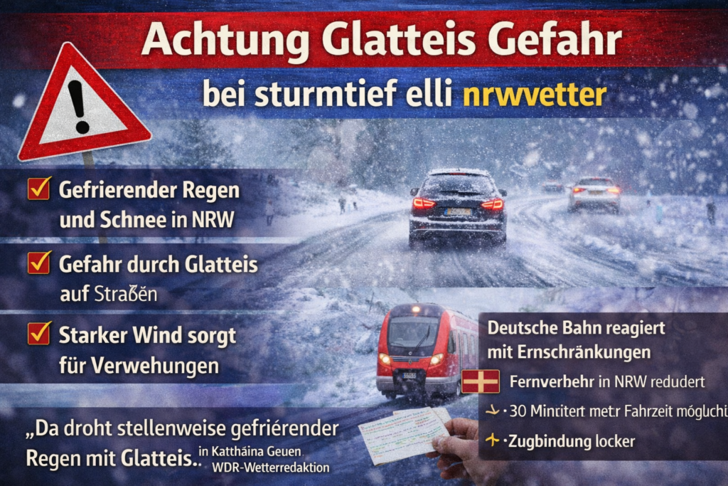 Sturm Elli Glatteiswarnung in NRW