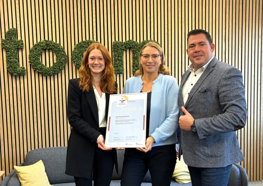 Toom erreicht nächstes Zertifizierungsniveau im audit berufundfamilie / Vierte Auszeichnung in Folge bestätigt zehn Jahre familien und lebensphasenbewusste Personalpolitik