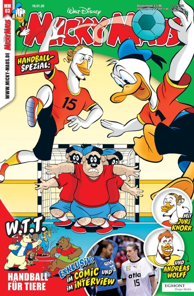 Handball Comics mit Juri Knorr und Andraes Wolff im Micky Maus Magazin!