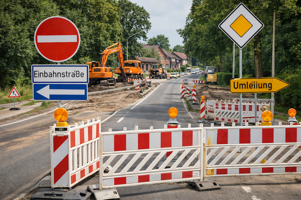 Baustelle auf der Bokeler Straße