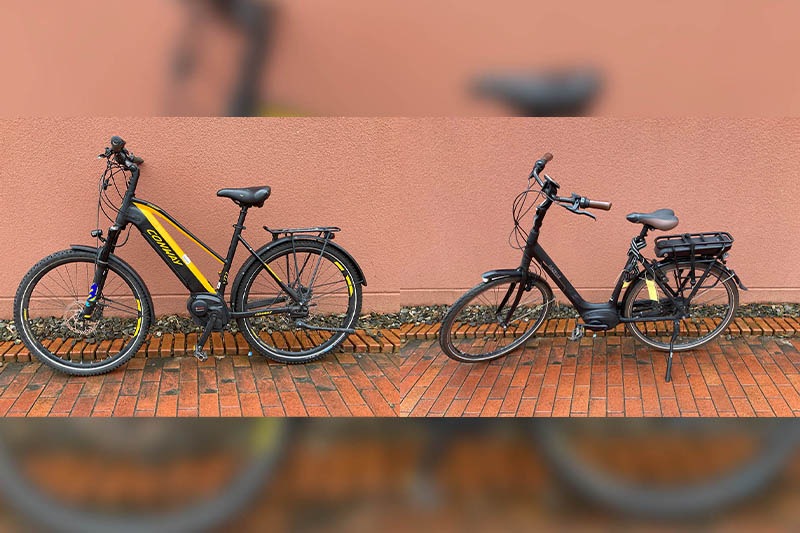 Die beiden sichergestellten Pedelecs der Marke Conway und Gazelle.