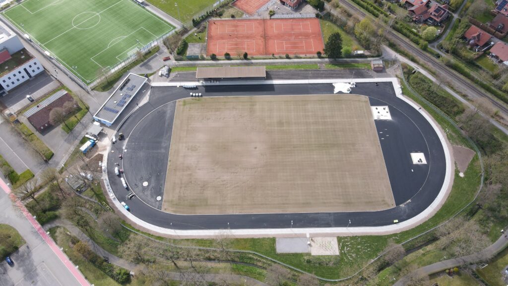 Von oben lässt sich der Stand der Arbeiten gut erkennen