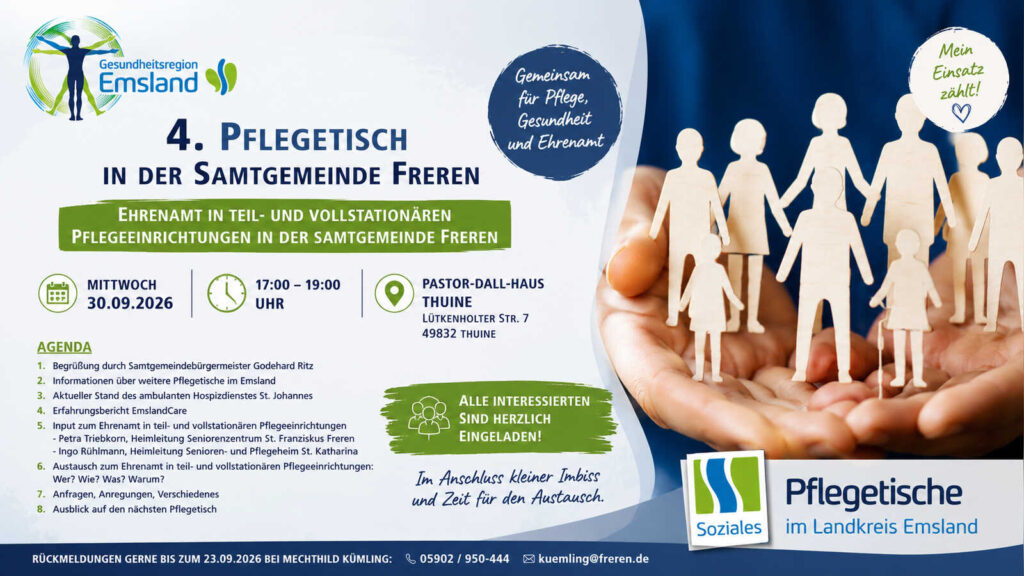 Einladung zum 4. Pflegetisch der Samtgemeinde Freren am 30. September in Thuine