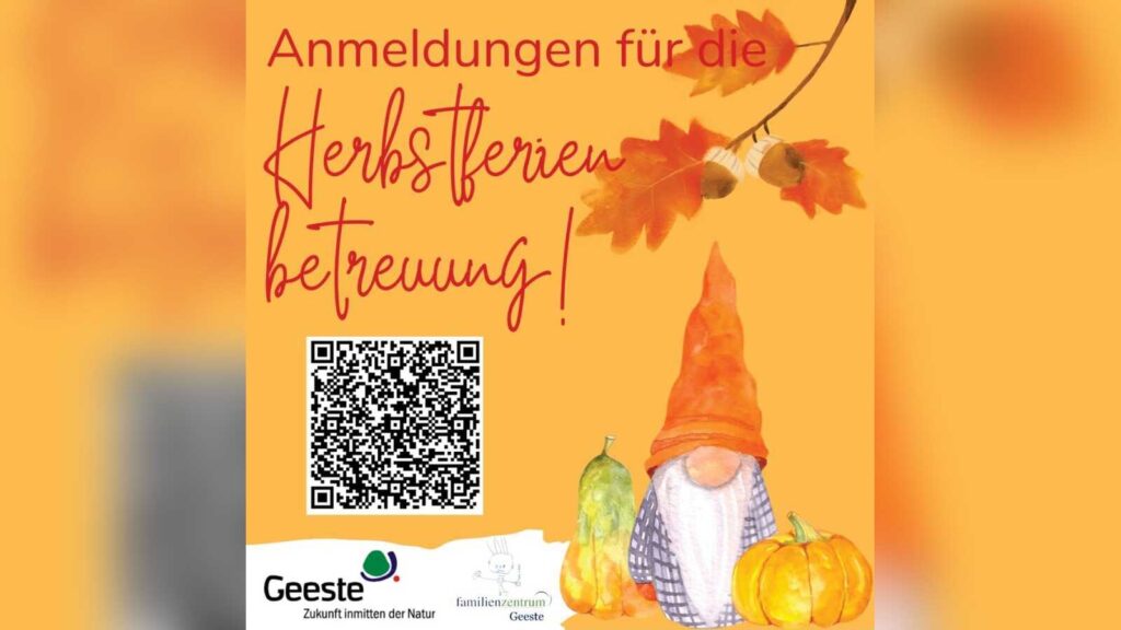 Hinweis der Gemeinde Geeste zur Anmeldung für die Herbstferienbetreuung 2026