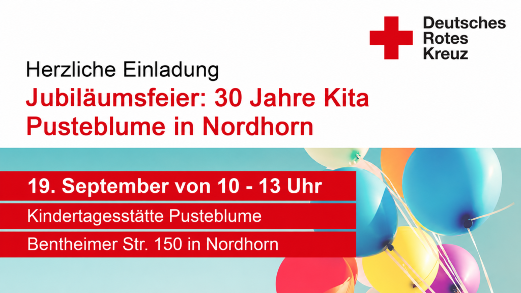 Logo der Jubiläumsfeier 30 Jahre DRK-Kita Pusteblume in Nordhorn