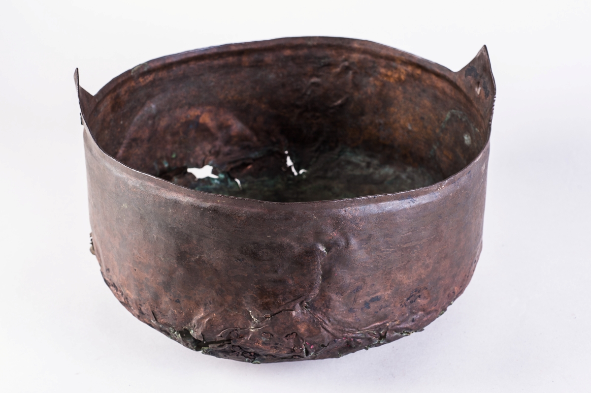 Mittelalterlicher Kupfereimer, genannt Eimer des Machurius, im Emslandmuseum Lingen