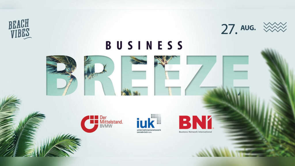 Veranstaltungsbanner zum Sommerfest Business Breeze 2026 der Verbände BVMW, iuk und BNI