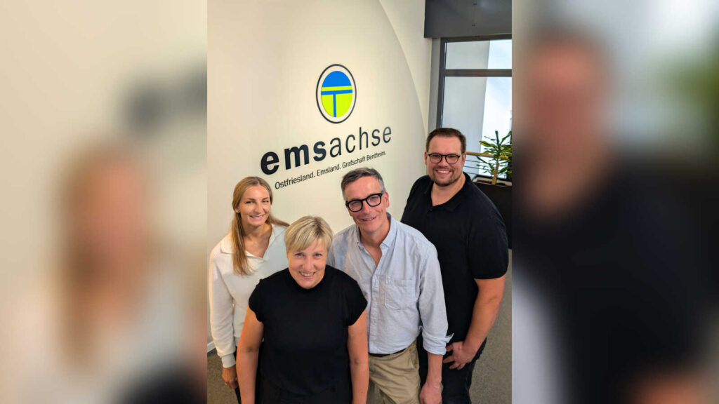 Das Team der Job-Rutsche Ems-Achse: Marina Skaredow, Silke Rakers, Dirk Brinkmann und Projektleiter Fabian Rode