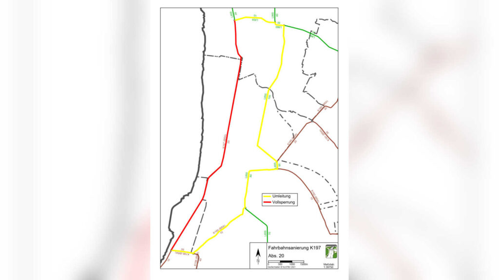 Bauarbeiten und Straßensperrung auf der Kreisstraße 197 im Landkreis Wesermarsch
