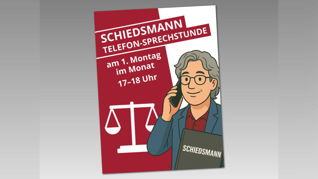 Grafik der Stadt Coesfeld zur monatlichen Telefon-Sprechstunde des Schiedsmanns