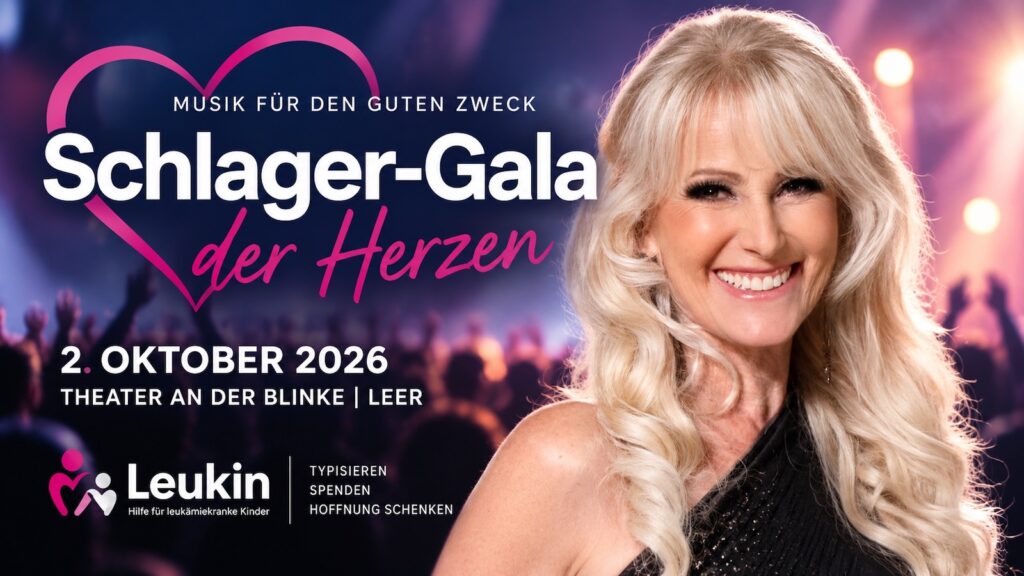 Leukin-Botschafterin Elvira Fischer, die die Schlager-Gala der Herzen am 2. Oktober 2026 in Leer organisiert und moderiert