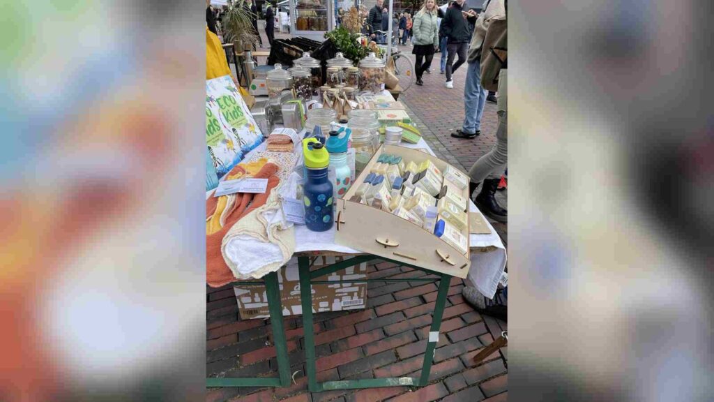 Ankündigung der Fairen Meile auf dem Marktplatz in Lingen (Ems)