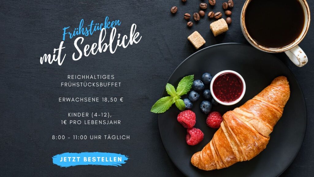 Frühstücksbuffet im Hotel Haus am See mit Blick auf den Haselünner See