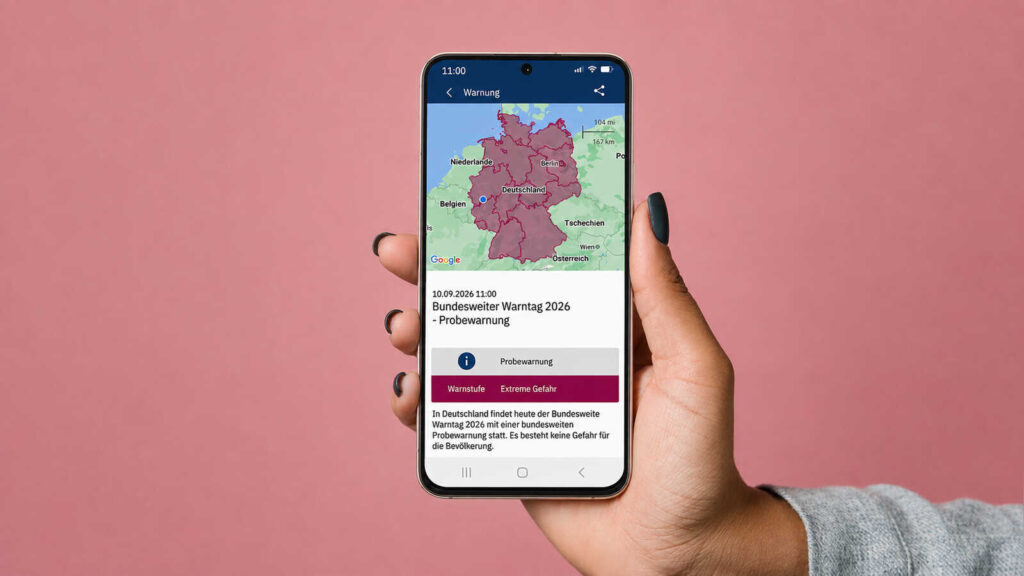 Mockup der Warn-App NINA des Bundesamts für Bevölkerungsschutz und Katastrophenhilfe