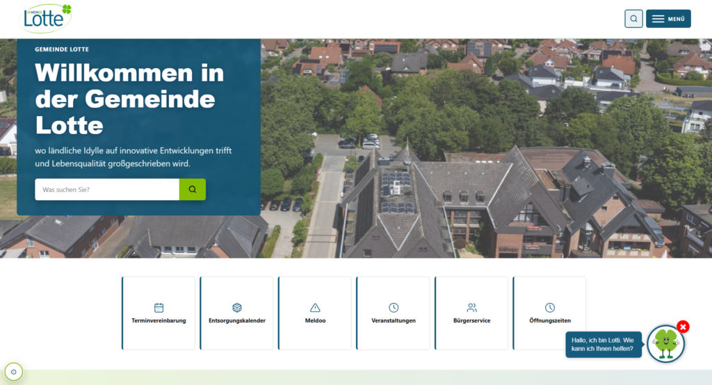 Startseite der neuen Internetseite lotte.de