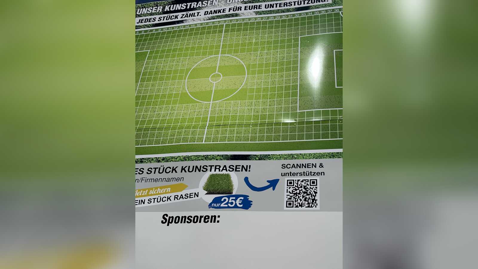 QR-Code für die symbolische Flächenpatenschaft zur Finanzierung des neuen Kunstrasenplatzes in Dalum