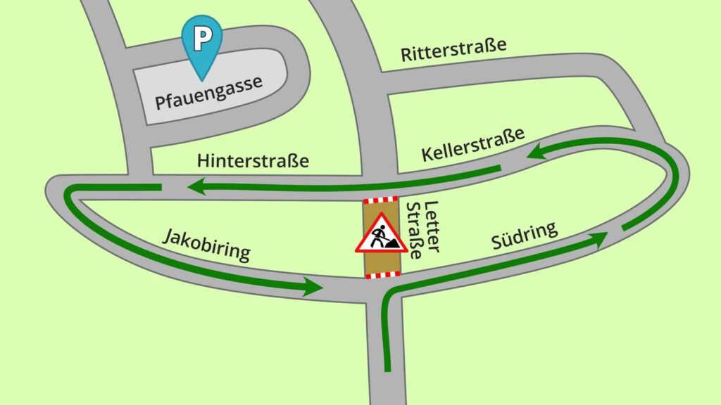 Umleitungsplan wegen Sperrung der Letter Straße in Coesfeld