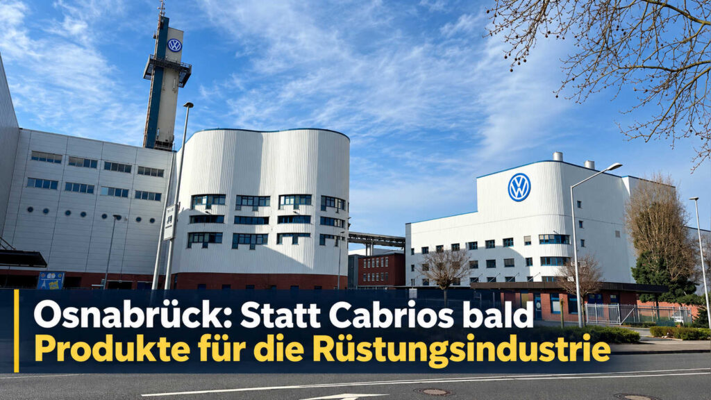 Das Volkswagen-Werk in Osnabrück von außen unter blauem Himmel
