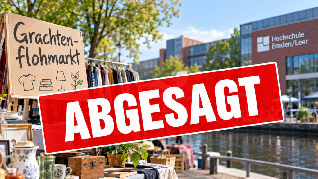 Hinweis auf die Absage des Grachtenflohmarkts am Campus der Hochschule Emden/Leer