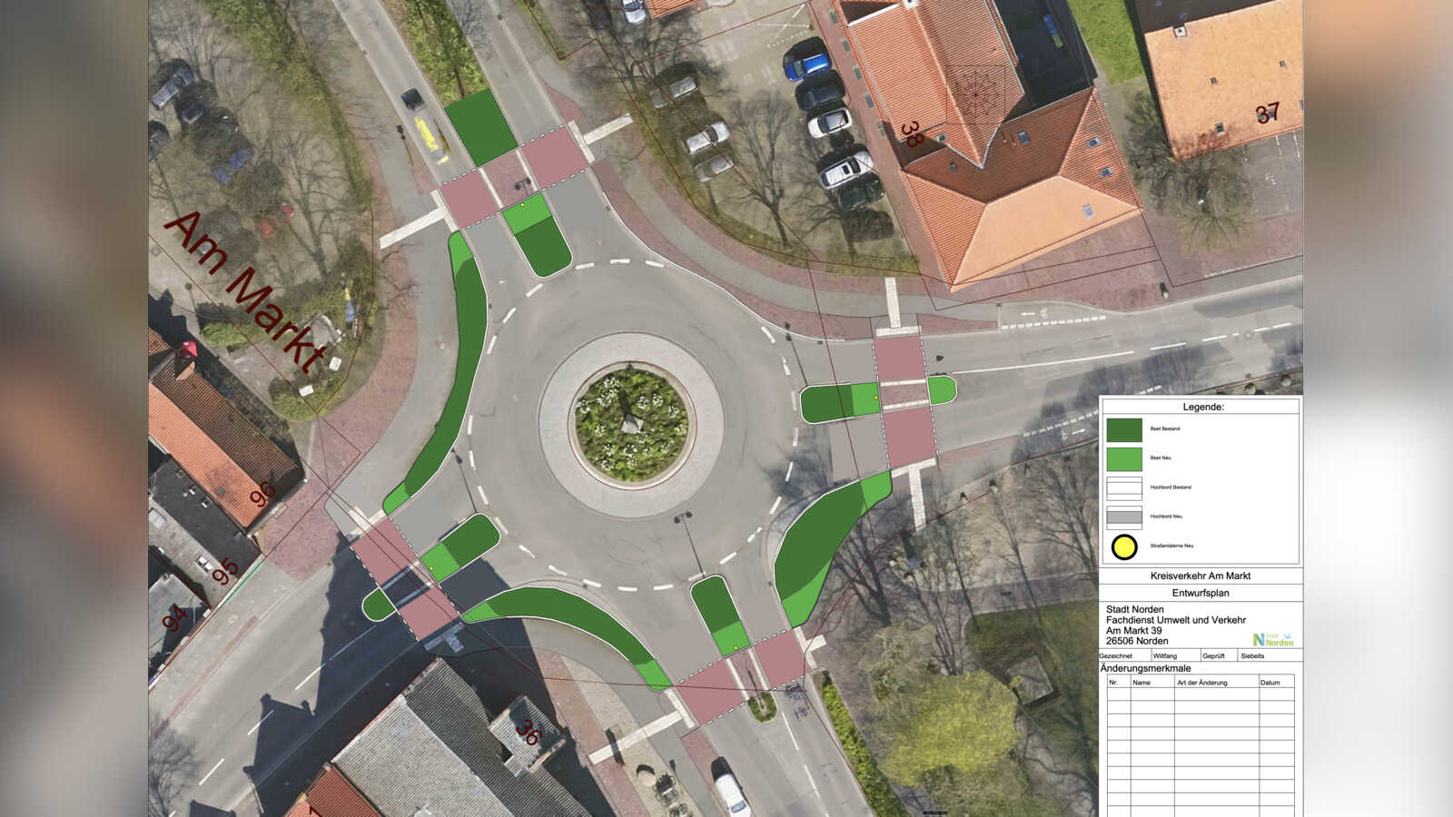 Umleitungsplan für die Bauzeit am Kreisverkehr Am Markt in Norden