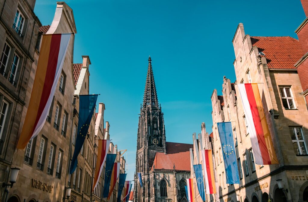 Giebelhäuser am Prinzipalmarkt in der Altstadt von Münster