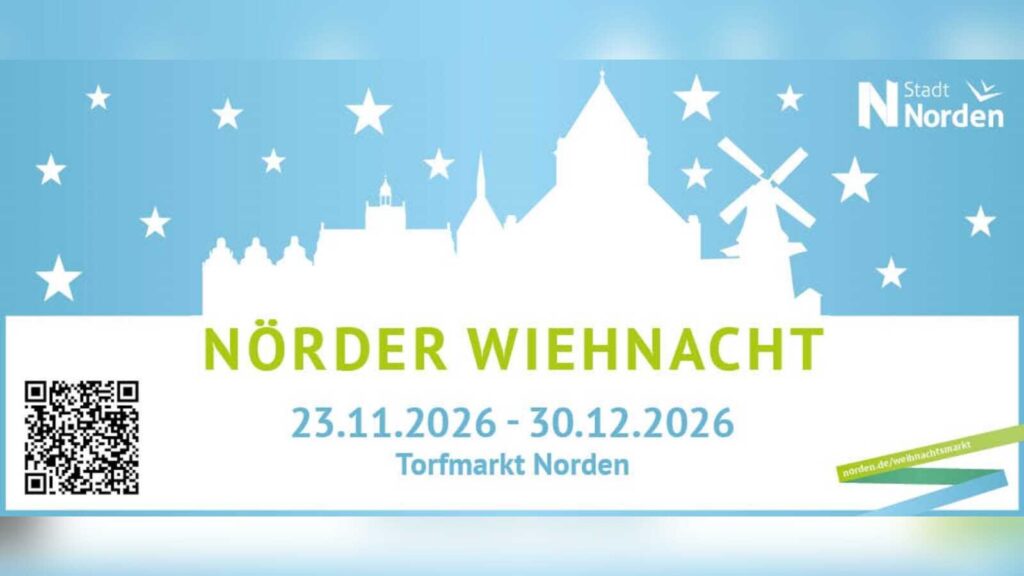 Plakat der Nörder Wiehnacht vom 23.11. bis 30.12.2026 auf dem Torfmarkt Norden