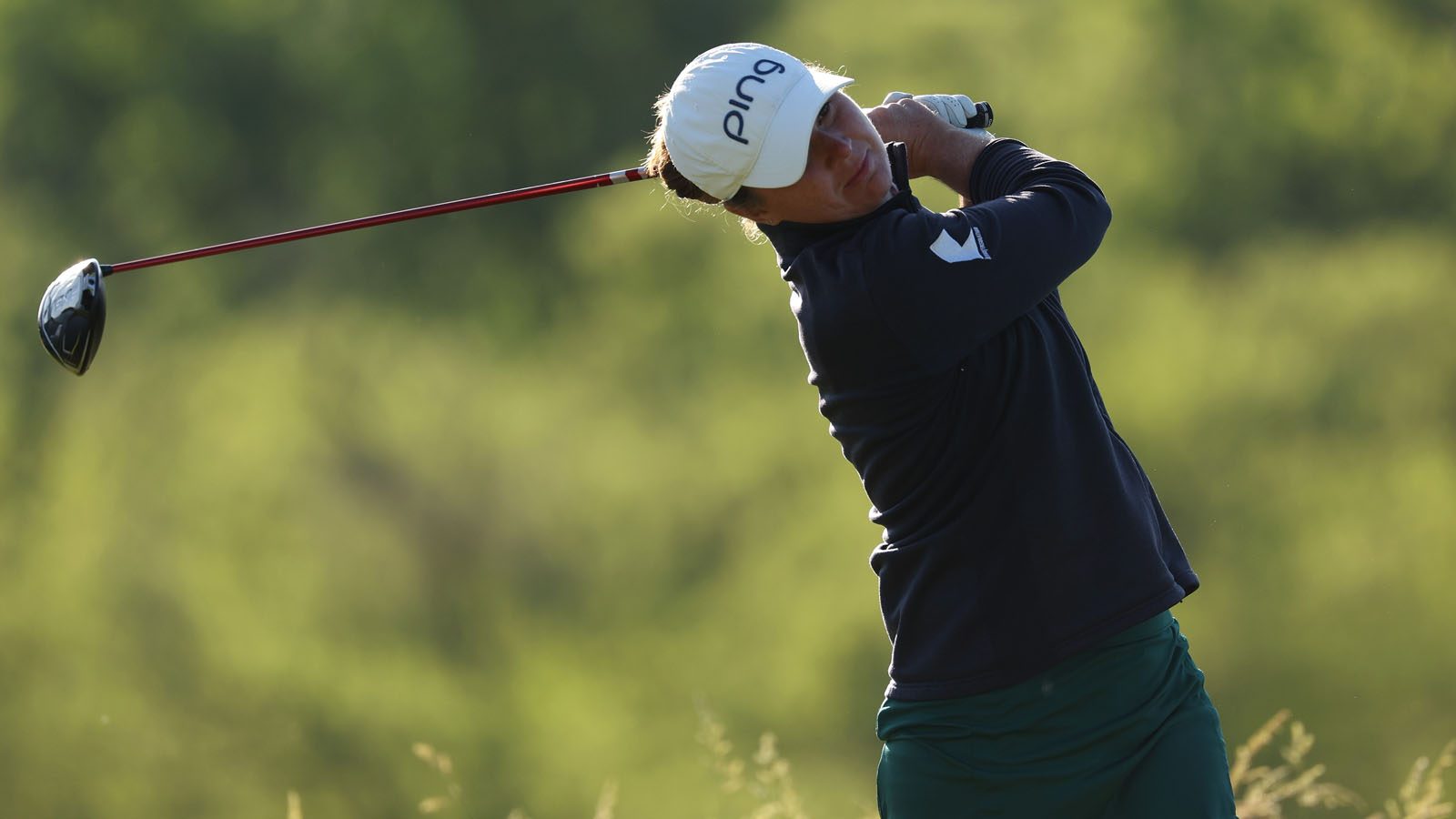 LANCASTER, PENNSYLVANIA - MAY 30: Isi Gabsa of Germany plays her shot from the second tee during the first round of the U.S. Women's Open Presented by Ally at Lancaster Country Club on May 30, 2024 in Lancaster, Pennsylvania. (Photo by Patrick Smith/Getty Images)